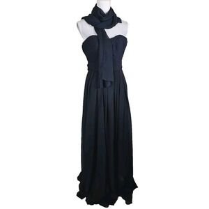 Angelina Faccenda Maxi Prom/Bridesmaid Dress Chiffon Ethereal Black Size 4.